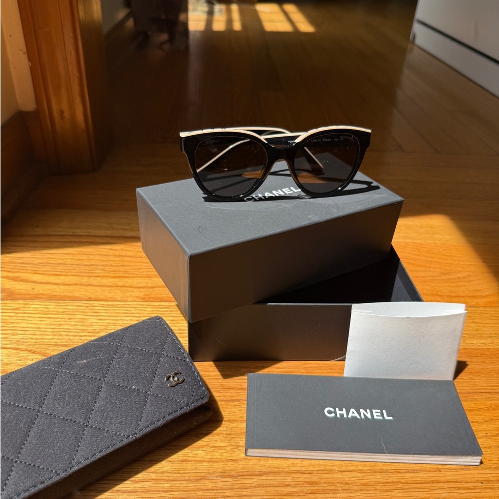 Chanel Butterfly Sunglasses - Acetate, Black & Beige